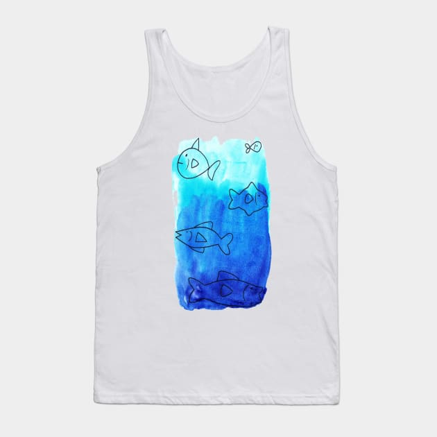 Gradient Watercolor Fish Tank Top by saradaboru